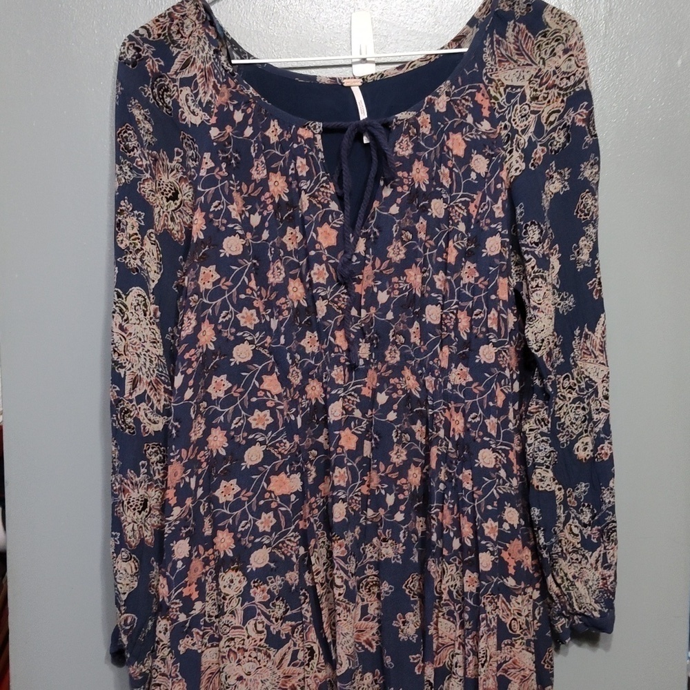 free people  Floral mini Lucky Loosey Dress Coastal Cottage  Peasant  size small